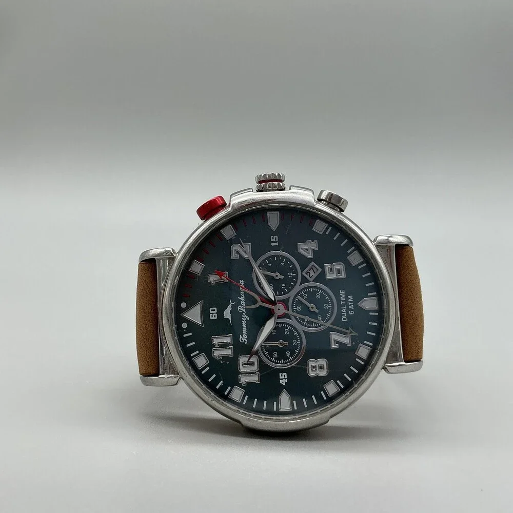 Tommy Bahama TB00001-01 Mens Watch 46mm Blue Dial Chronograph New Battery